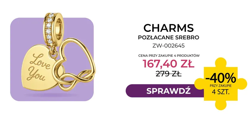 Charms pozłacane srebro ZW-002645 Briju promocja w Briju