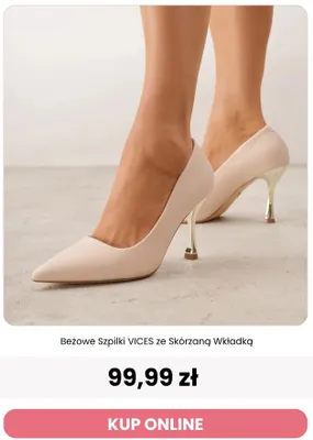 Beżowe szpilki Vices ze skórzaną wkładką promocja w Renee