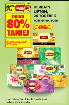 Herbaty 20 t., różne rodzaje DRUGA -80% promocja w Biedronka