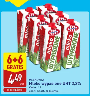 Mleko UHT wypasione Mlekovita 3,2% promocja w Aldi