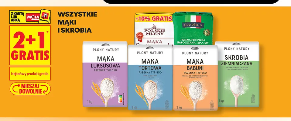 Mąka tortowa pszenna typ 450 Plony Natury promocja w Biedronka