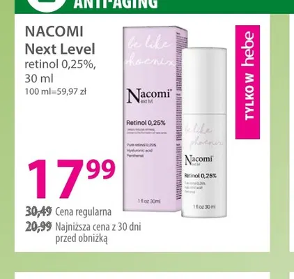 Next Level retinol 0,25% Nacomi promocja w Hebe