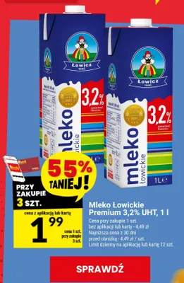 Mleko UHT Łowickie Premium 3,2% promocja w Twój Market