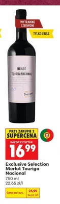 Wino czerwone wytrawne Exclusive Selection Merlot Touriga Nacional promocja w Biedronka
