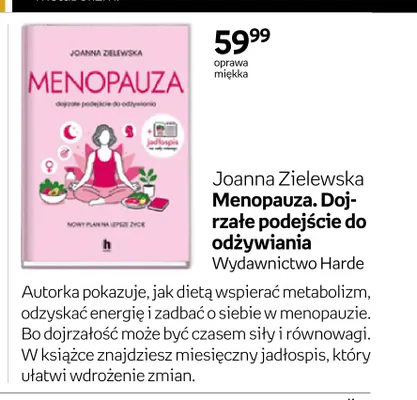 Książka Joanna Zielewska Menopauza. Dojrzałe podejście do odżywiania Wydawnictwo Harde promocja w Empik