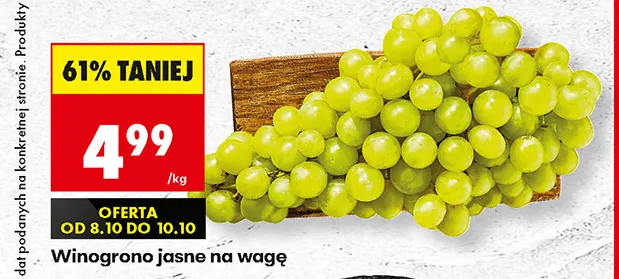 Winogrono jasne na wagę promocja w Biedronka