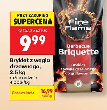 Brykiet z węgla drzewnego Fire & Flame promocja w Biedronka