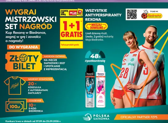 Antyperspiranty Rexona promocja w Biedronka