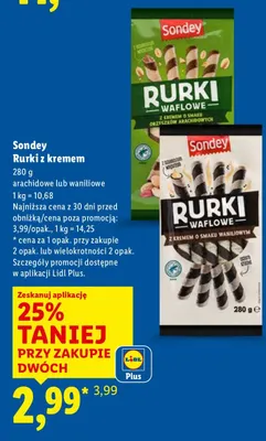 Rurki z kremem arachidowe lub waniliowe promocja w Lidl