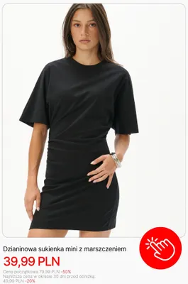 Dzianinowa sukienka mini z marszczeniem Cropp promocja w Cropp