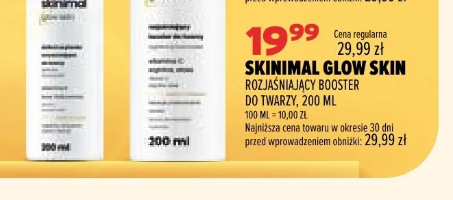 Rozjaśniający booster do twarzy Skinimal Glow Skin promocja w Drogerie Natura