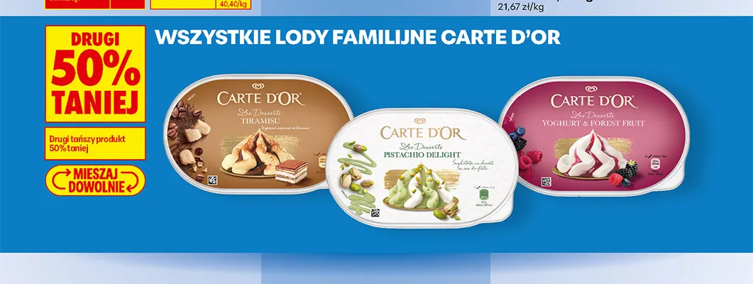Lody familijne Carte D'Or promocja w Biedronka