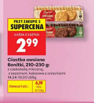 Ciastka owsiane kakaowe z orzechami Bonitki promocja w Biedronka