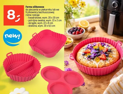 Forma silikonowa do pieczenia w piekarniku lub we frytkownicy beztłuszczowej potrójna owalna promocja w Dealz