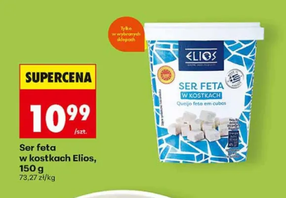 Ser feta w kostkach Elios promocja w Biedronka