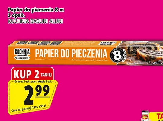 Papier do pieczenia Kuchnia Babuni Aluni 8m promocja w Prim Market