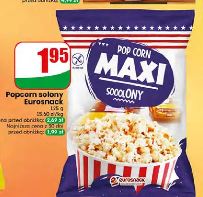 Popcorn solony Eurosnack Maxi promocja w Dino