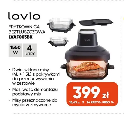 Frytkownica beztłuszczowa LVAF003BK Lovio promocja w Max Elektro