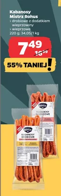 Kabanosy Mistrz Rohus drobiowe z dodatkiem wieprzowiny, wieprzowe promocja w Netto