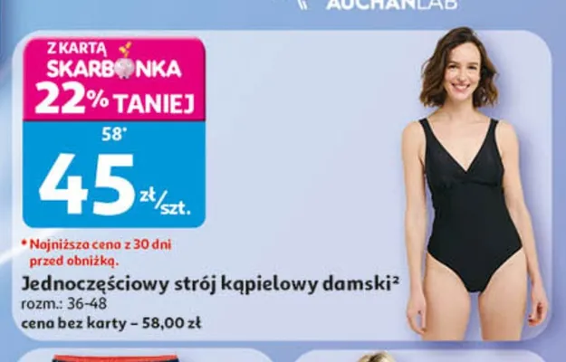 Jednoczęściowy strój kąpielowy damski Inextenso promocja w Auchan