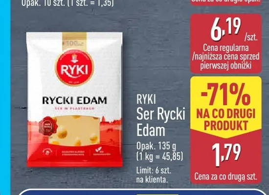 Ser Rycki Edam w plastrach Ryki promocja w Aldi