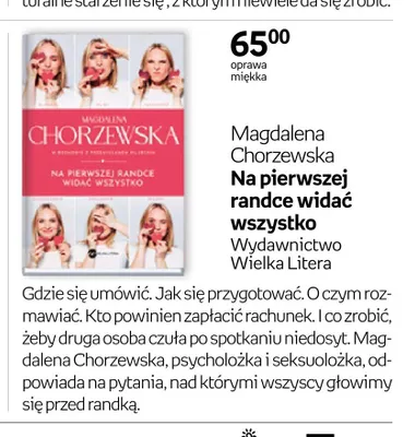 Książka Na pierwszej randce widać wszystko Magdalena Chorzewska oprawa miękka promocja w Empik