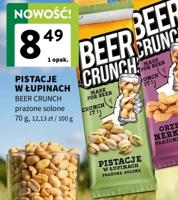 Pistacje w łupinach Beer Crunch prażone solone promocja w Intermarche