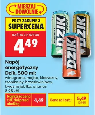 Napój energetyczny Dzik tropikalny 500 ml promocja w Biedronka