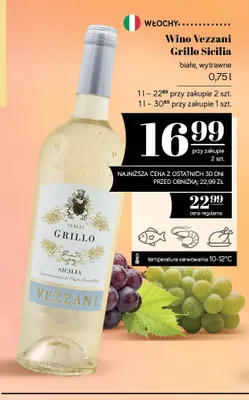 Wino białe Vezzani Grillo Sicilia wytrawne promocja w POLOmarket