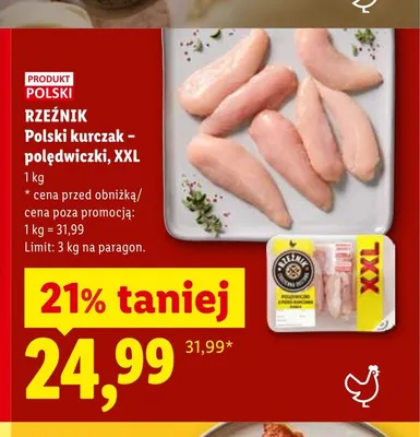 Polski kurczak polędwiczki XXL Rzeźnik promocja w Lidl
