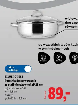 Patelnia do serwowania ze stali nierdzewnej Ø28 cm Silvercrest promocja w Lidl