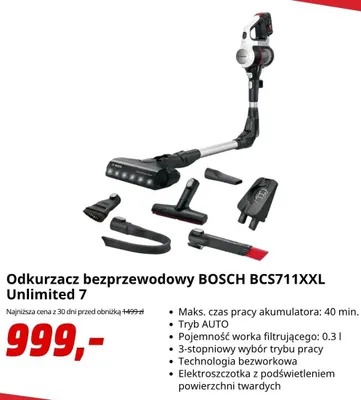 Odkurzacz bezprzewodowy Bosch Unlimited 7 promocja w Media Markt
