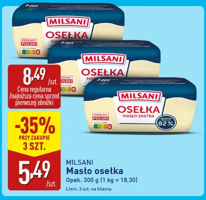 Masło osełka Milsani promocja w Aldi