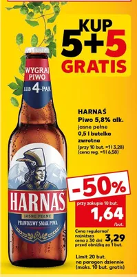 Piwo Harnaś jasne pełne promocja w Kaufland