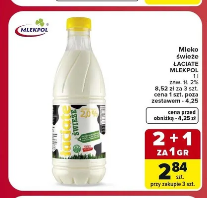 Mleko świeże Łaciate 2% promocja w Carrefour