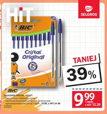 Długopis BIC Cristal 10-pak promocja w Selgros