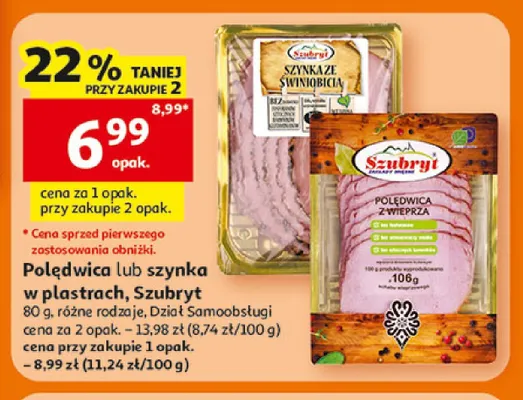 Polędwica lub szynka w plastrach Szubryt promocja w Auchan