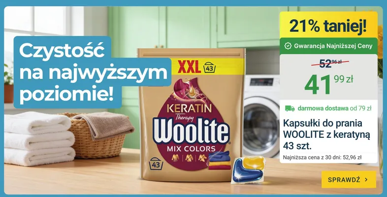 Kapsułki do prania Woolite z keratyną Mix Colors promocja w ERLI