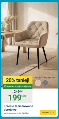 Krzesło tapicerowane obrotowe promocja w ERLI