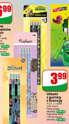 Ołówki z gumką z licencją 4-pak promocja w Dino