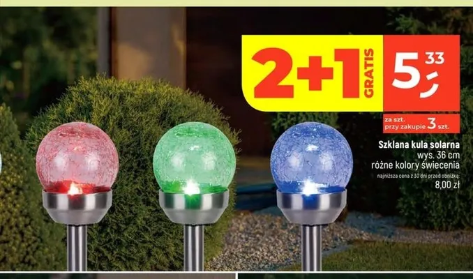Szklana kula solarna wys. 36 cm promocja w Dealz
