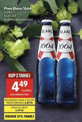 Piwo Blanc 1664 promocja w Delikatesy Centrum