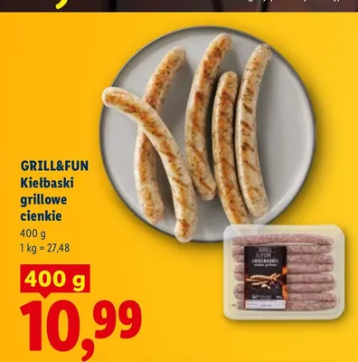 Kiełbaski grillowe cienkie Grill&Fun promocja w Lidl