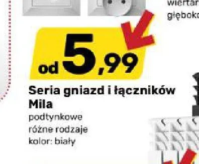 Seria gniazd i łączników Mila promocja w Bricomarche
