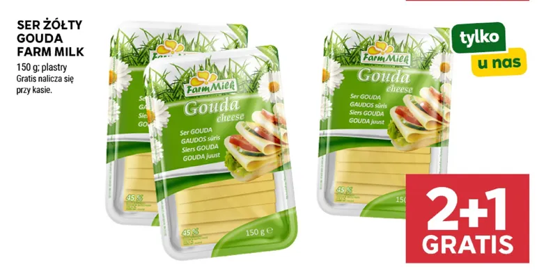 Ser żółty Gouda Farm Milk promocja w Stokrotka