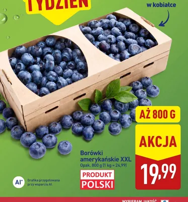 Borówki amerykańskie XXL polskie promocja w Aldi