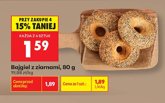 Bajgiel z ziarnami promocja w Biedronka