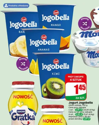 Jogurt Zott Jogobella Mango promocja w Dino