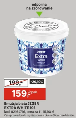 Emulsja biała Jeger Extra White 10l promocja w Leroy Merlin
