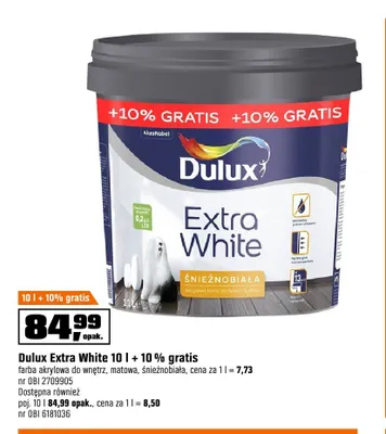 Farba akrylowa Dulux Extra White promocja w OBI